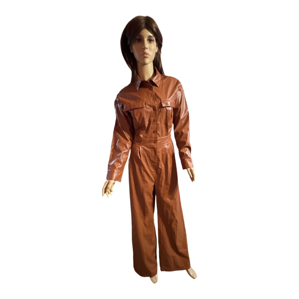 Stylish Boutique Faux Leather Jumpsuit